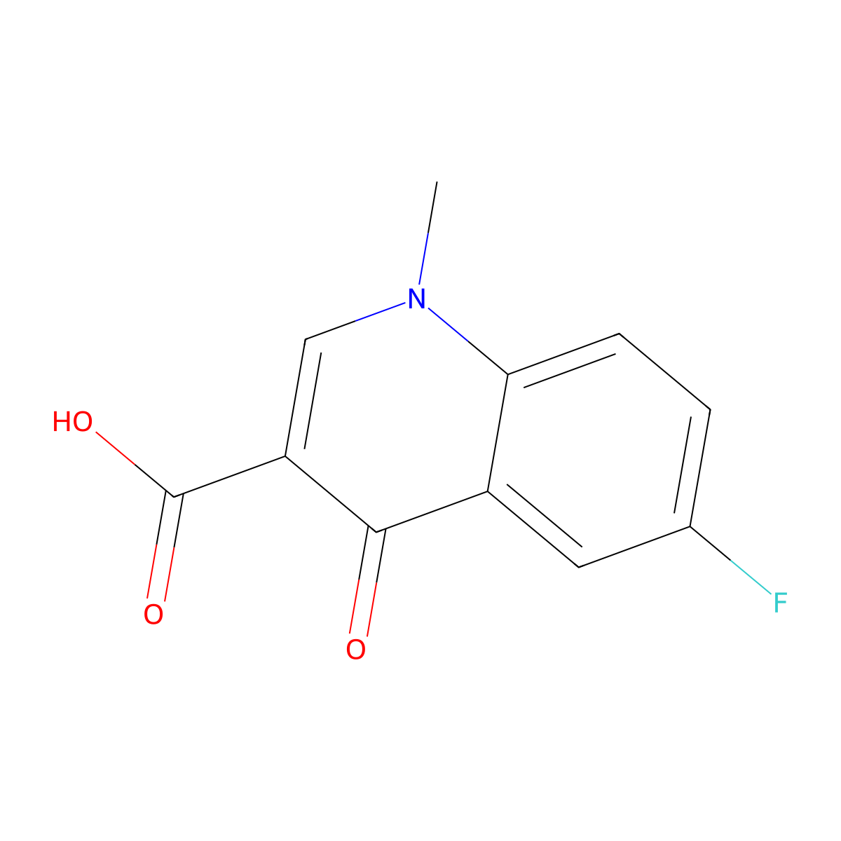 6-Fluoro-1-methyl-4-oxo-1,4-dihydroquinoline-3-carboxylic acid molecular structure, CAS 2264-33-7