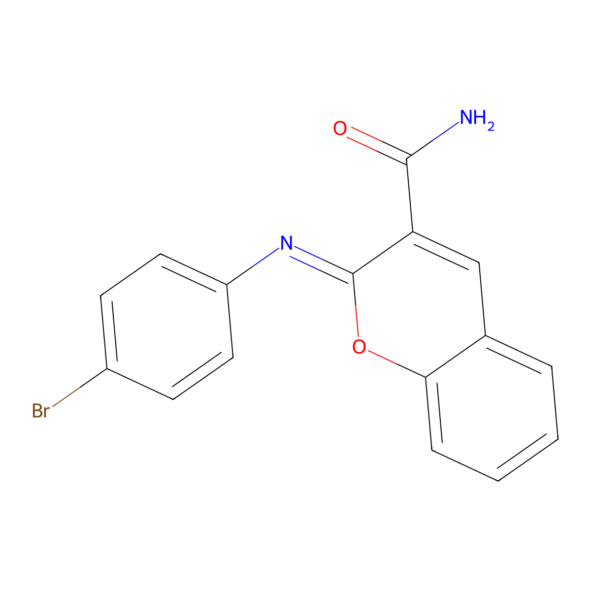 (2Z)-2-[(4-bromophenyl)imino]-2H-chromene-3-carboxamide molecular structure, CAS 2264015-36-1