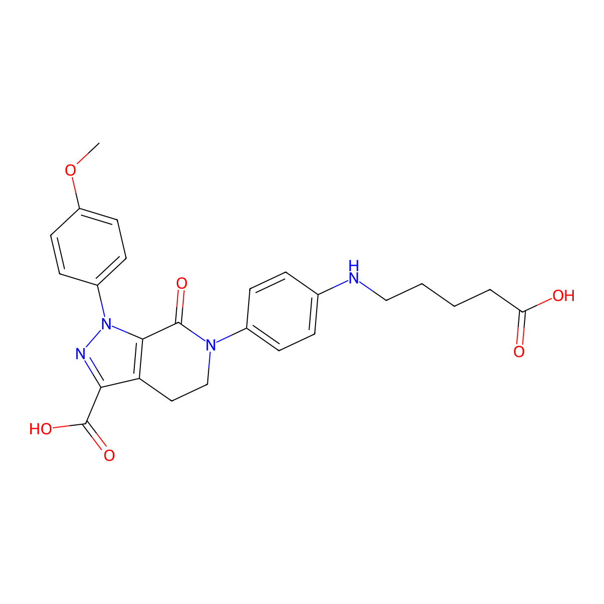 6-(4-((4-Carboxybutyl)amino)phenyl)-1-(4-methoxyphenyl)-7-oxo-4,5,6,7-tetrahydro-1H-pyrazolo[3,4-c]pyridine-3-carboxylic acid molecular structure, CAS 2264018-89-3