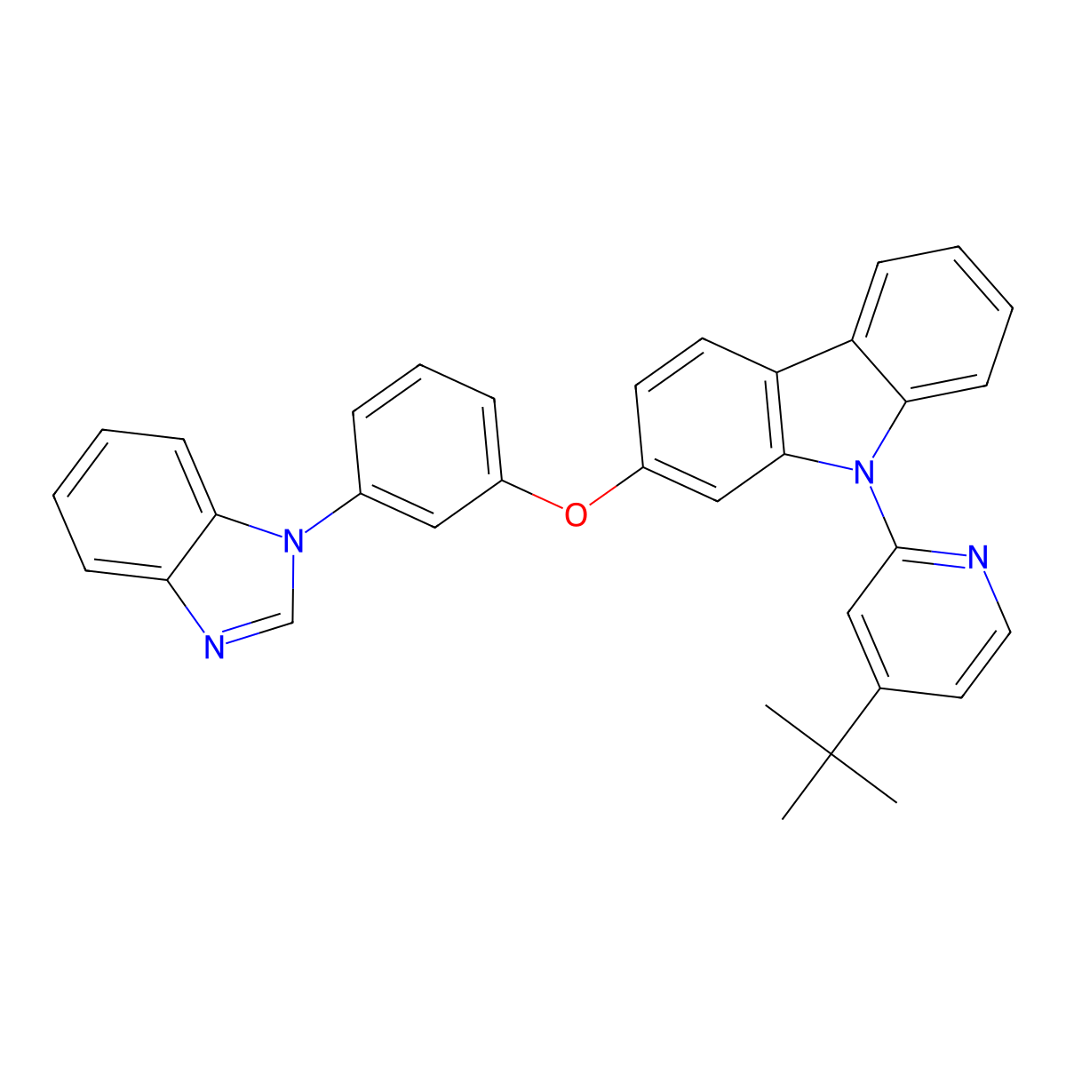 2-(3-(1H-Benzo[d]imidazol-1-yl)phenoxy)-9-(4-(tert-butyl)pyridin-2-yl)-9H-carbazole molecular structure, CAS 2264042-89-7
