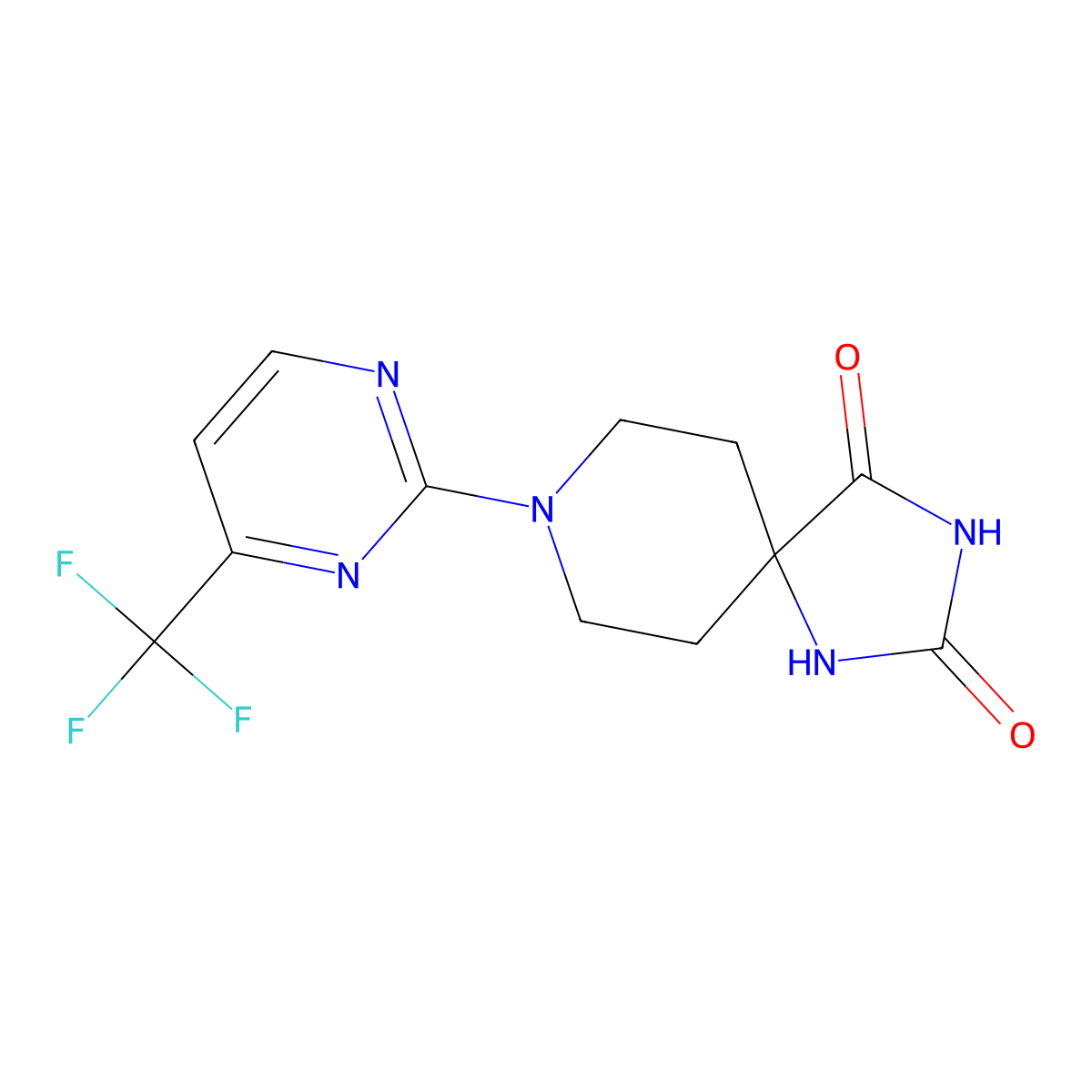 8-[4-(Trifluoromethyl)pyrimidin-2-yl]-1,3,8-triazaspiro[4.5]decane-2,4-dione molecular structure, CAS 2264052-48-2