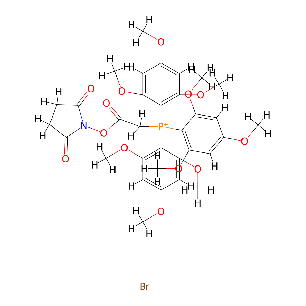 (N-Succinimidyloxycarbonyl-methyl)tris(2,4,6-trimethoxyphenyl)phosphonium Bromide molecular structure, CAS 226409-58-1