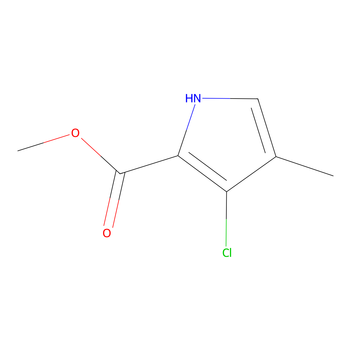 methyl 3-chloro-4-methyl-1H-pyrrole-2-carboxylate molecular structure, CAS 226410-12-4