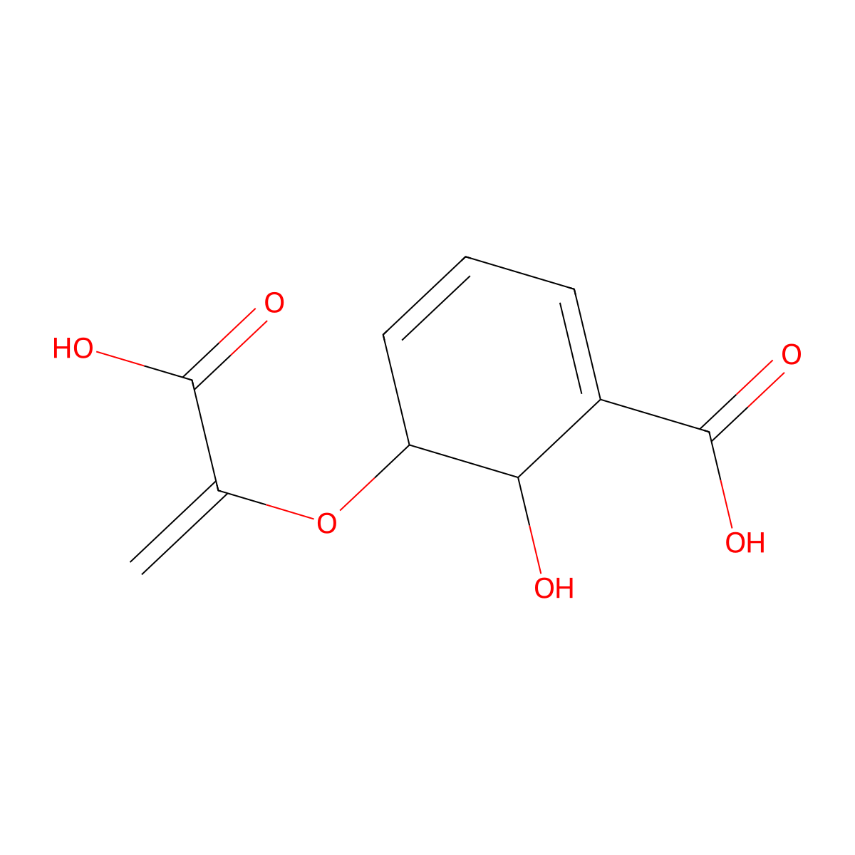 (5S,6S)-5-((1-Carboxyethenyl)oxy)-6-hydroxy-1,3-cyclohexadiene-1-carboxylic acid molecular structure, CAS 22642-82-6