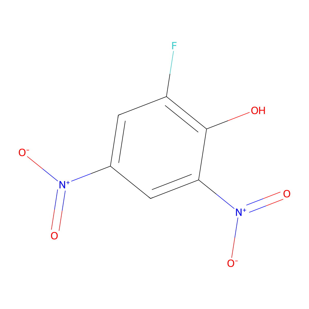 2-Fluoro-4,6-dinitrophenol molecular structure, CAS 2265-90-9