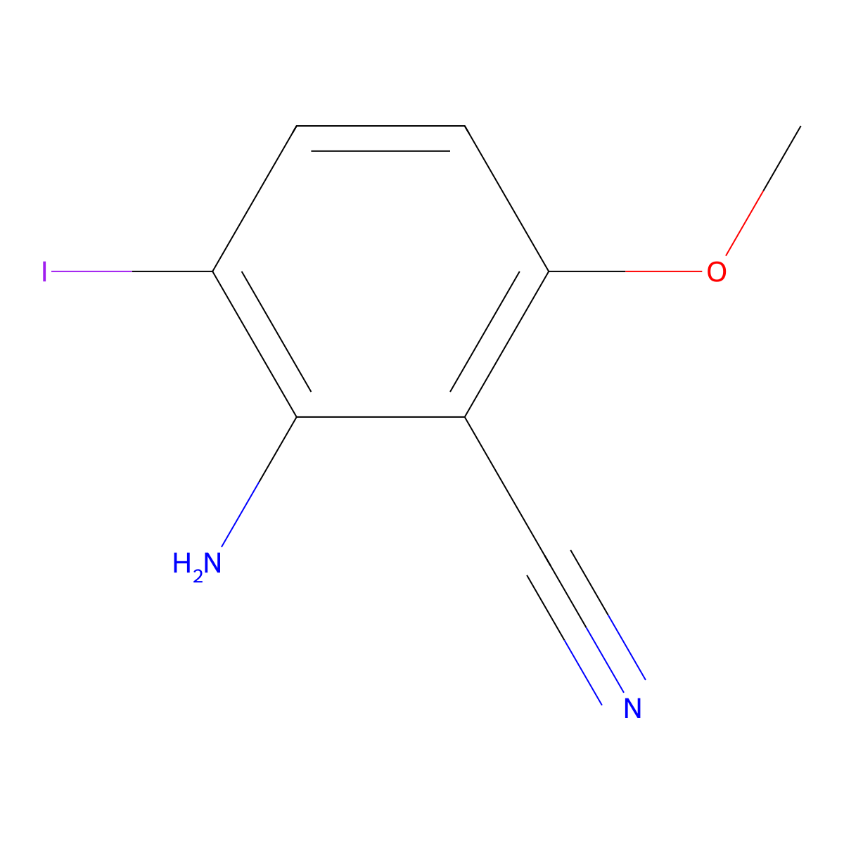 2-Amino-3-iodo-6-methoxy-benzonitrile molecular structure, CAS 2265209-27-4