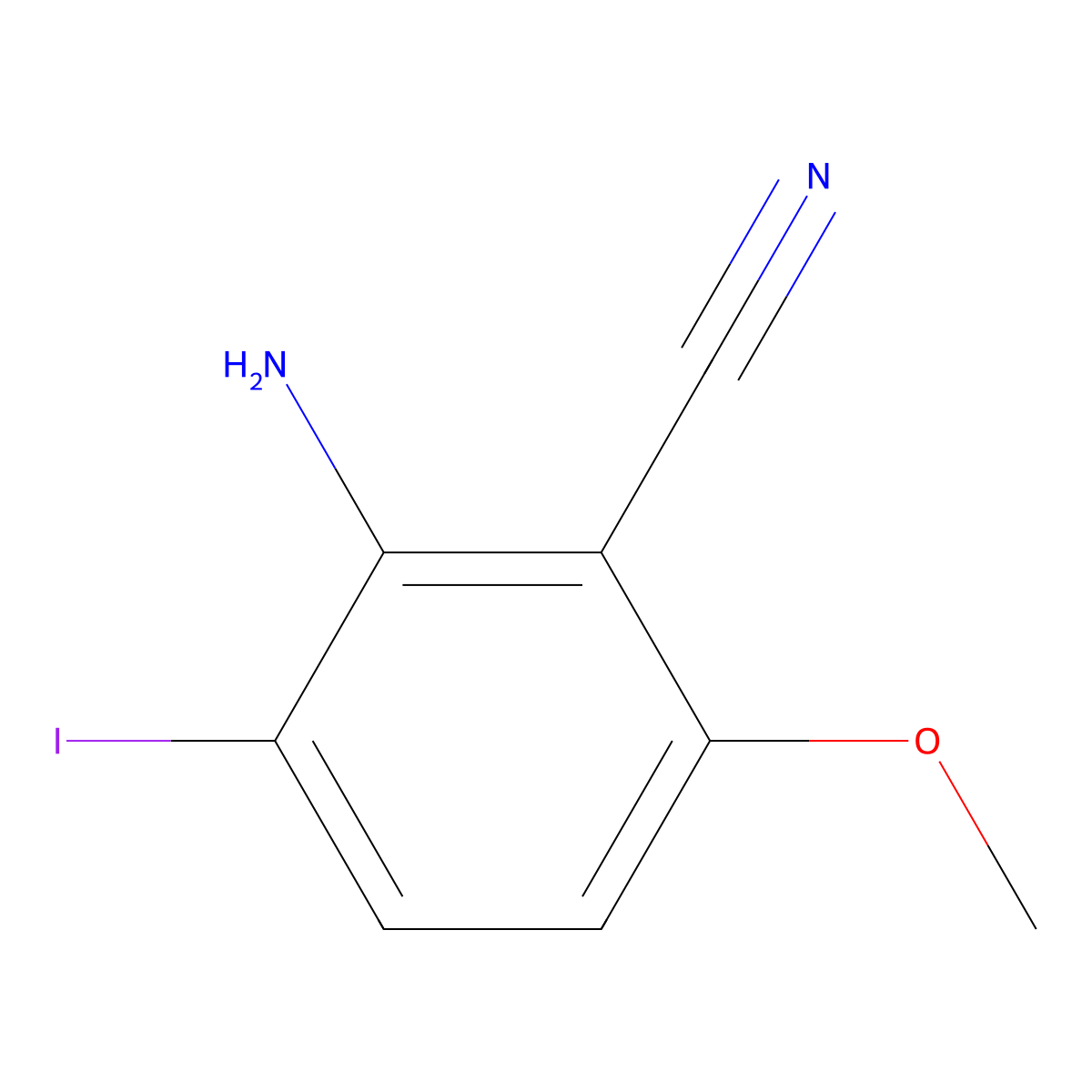 2-Amino-3-iodo-6-methoxy-benzonitrile molecular structure, CAS 2265209-27-4