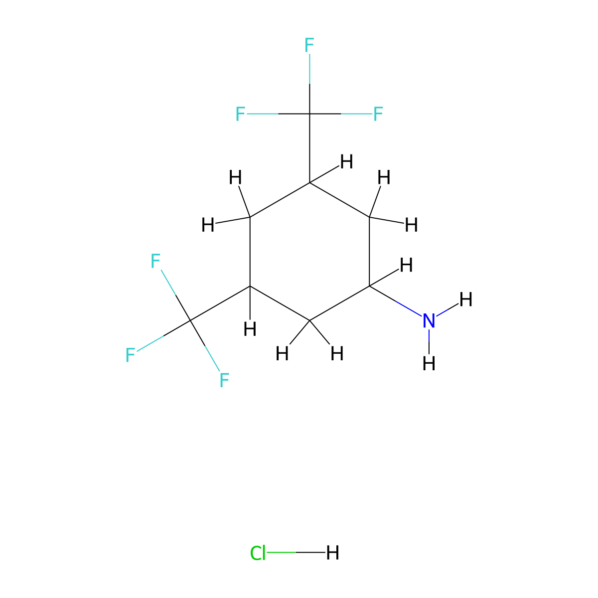 3,5-Bis(trifluoromethyl)cyclohexanamine hydrochloride molecular structure, CAS 226548-45-4
