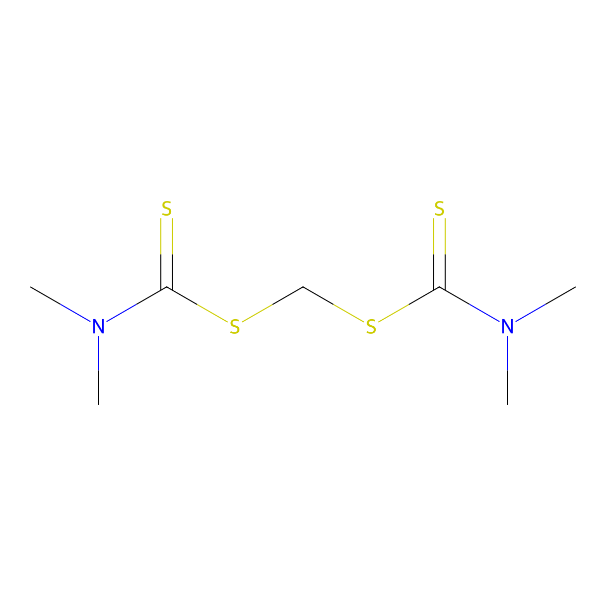 Methylenebis(dimethyldithiocarbamate) molecular structure, CAS 22656-77-5