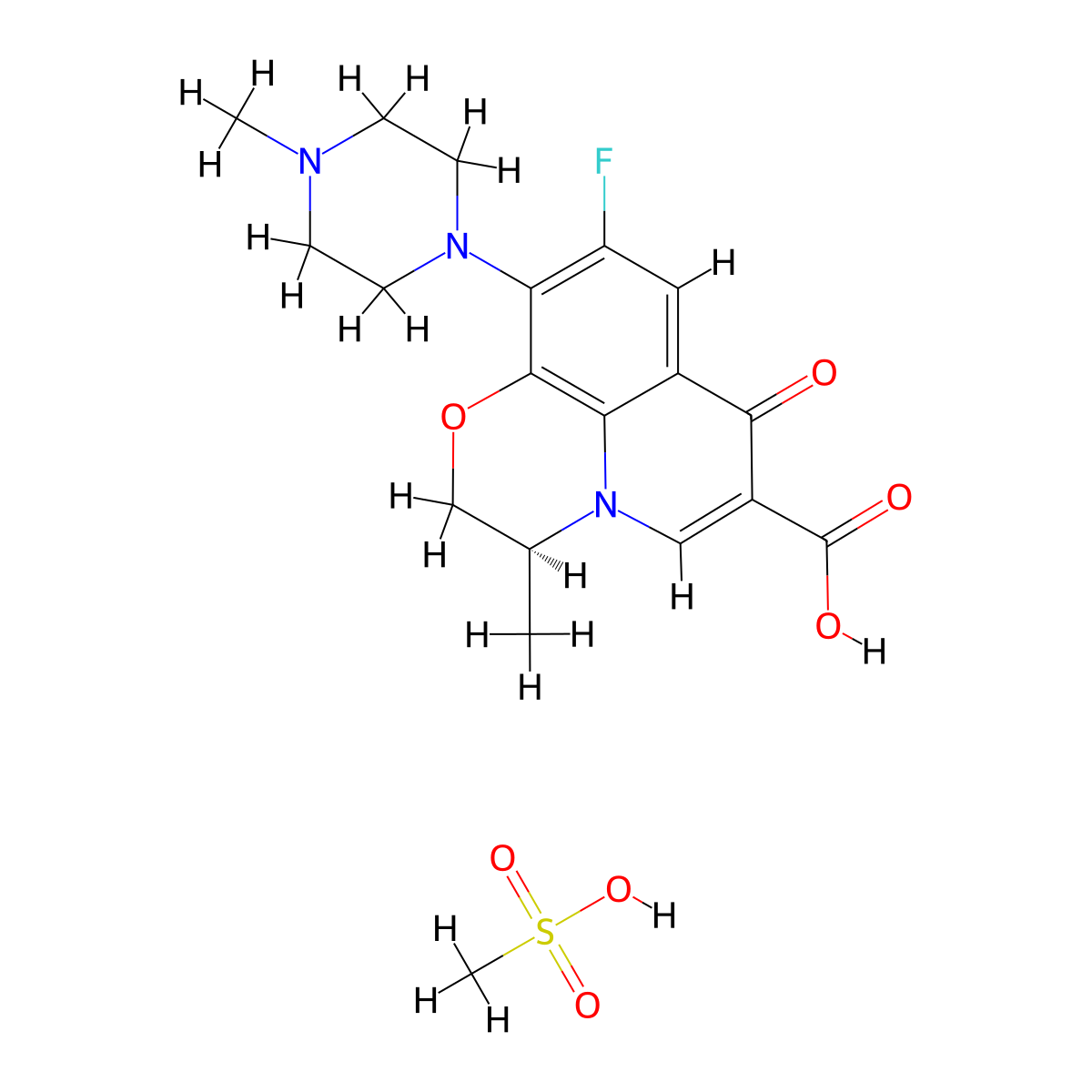 Levofloxacin mesylate molecular structure, CAS 226578-51-4
