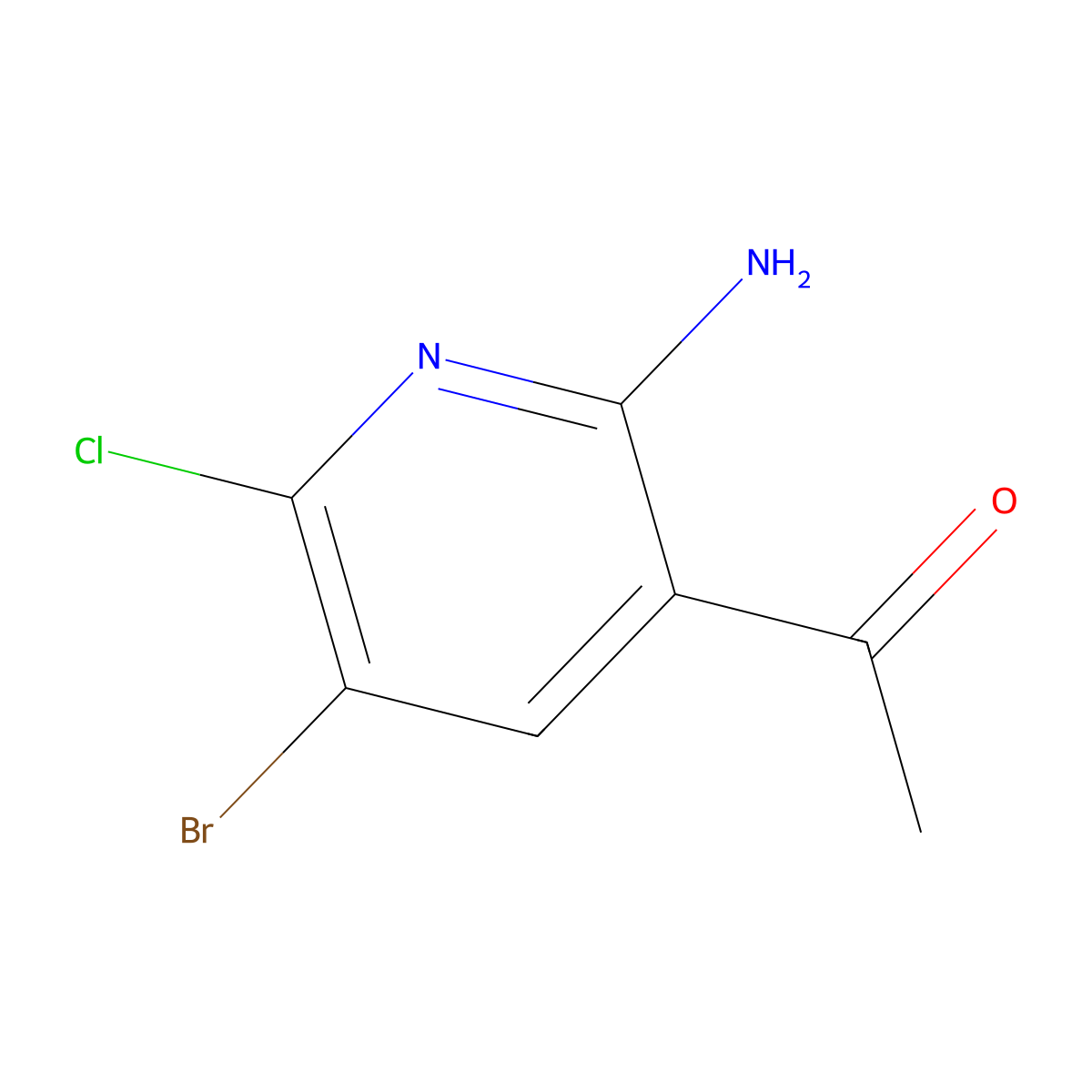 1-(2-Amino-5-bromo-6-chloropyridin-3-yl)ethan-1-one molecular structure, CAS 2265882-06-0