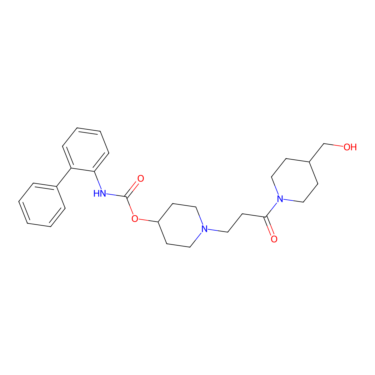 1-(3-(4-(Hydroxymethyl)piperidin-1-yl)-3-oxopropyl)piperidin-4-yl [1,1'-biphenyl]-2-ylcarbamate molecular structure, CAS 2265894-23-1