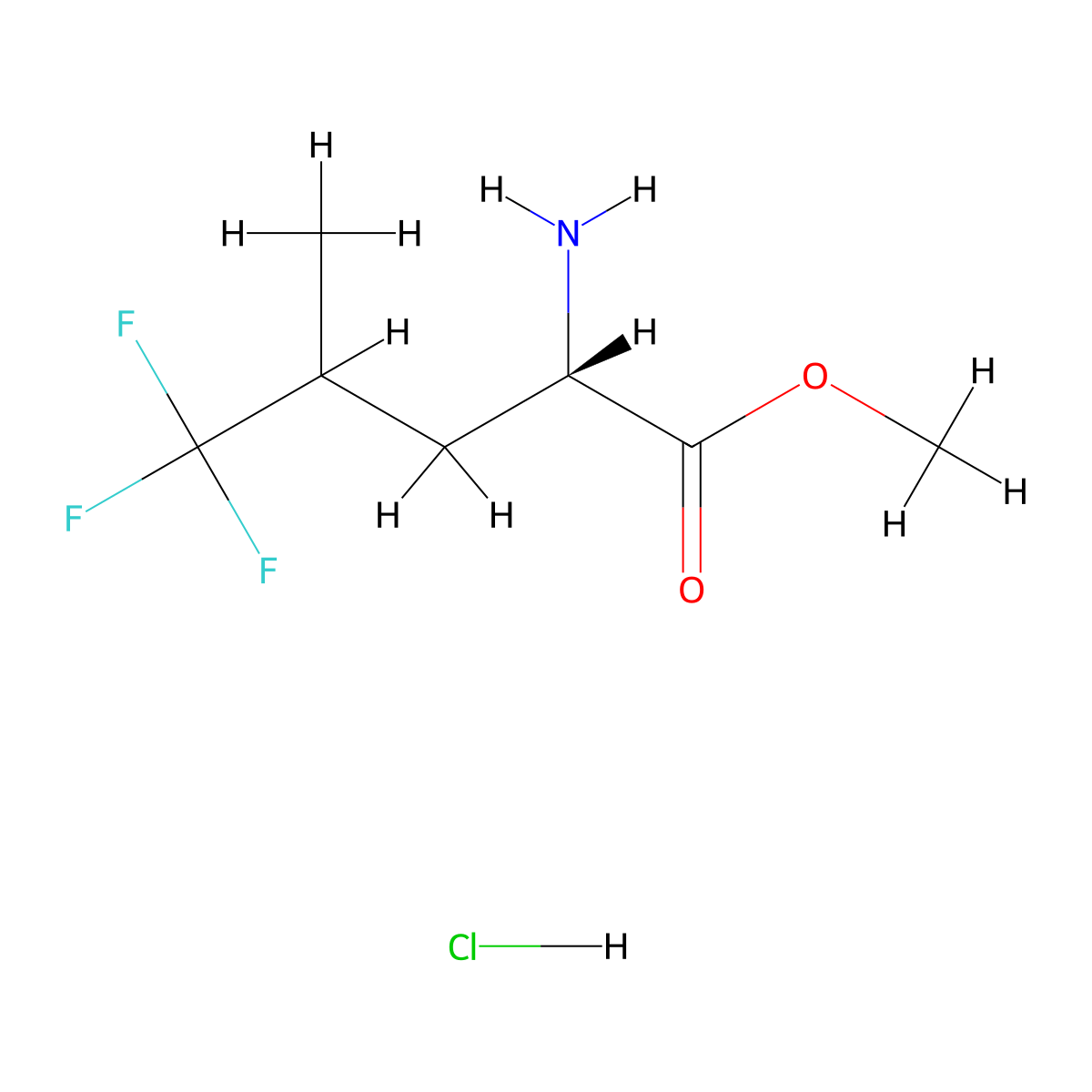 methyl (2S)-2-amino-5,5,5-trifluoro-4-methylpentanoate hydrochloride molecular structure, CAS 2265921-34-2