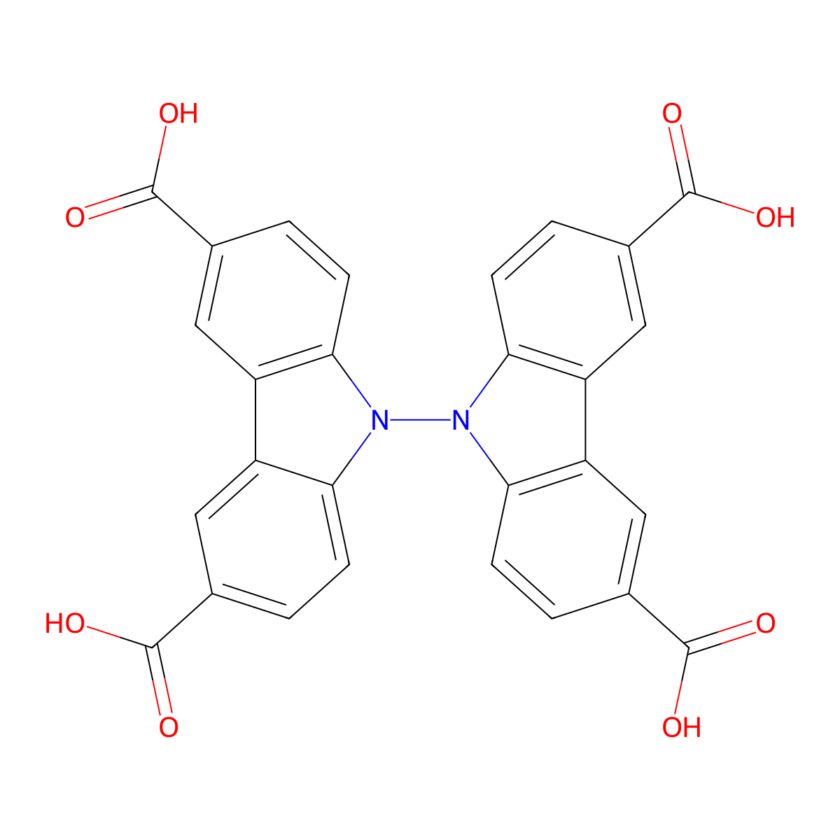 [9,9'-Bicarbazole]-3,3',6,6'-tetracarboxylic acid molecular structure, CAS 2266564-54-7