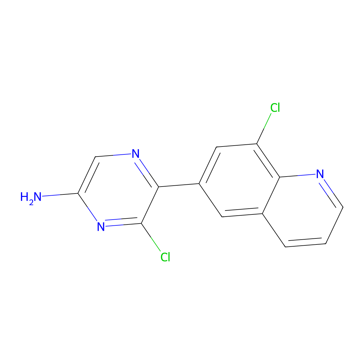 6-Chloro-5-(8-chloroquinolin-6-yl)pyrazin-2-amine molecular structure, CAS 2266614-49-5