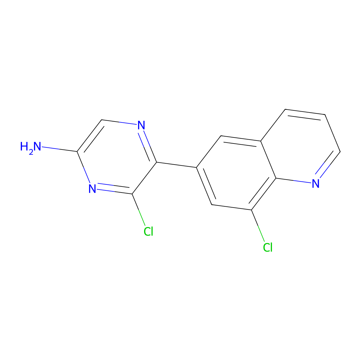 6-Chloro-5-(8-chloroquinolin-6-yl)pyrazin-2-amine molecular structure, CAS 2266614-49-5