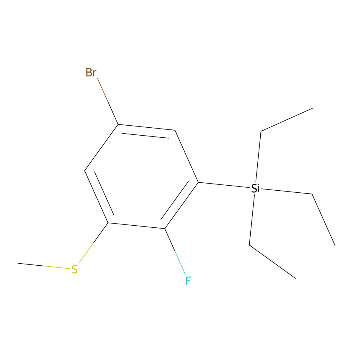 5-Bromo-2-fluoro-1-(methylthio)-3-(triethylsilyl)benzene molecular structure, CAS 2266623-26-9
