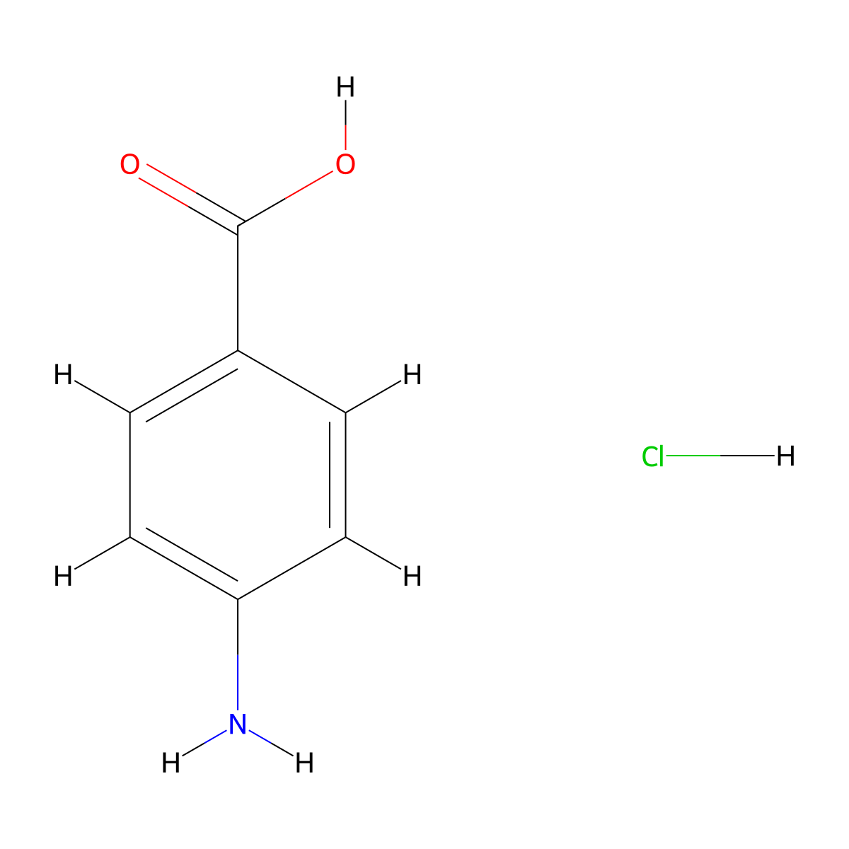 Aminobenzoic acid hydrochloride molecular structure, CAS 22669-27-8