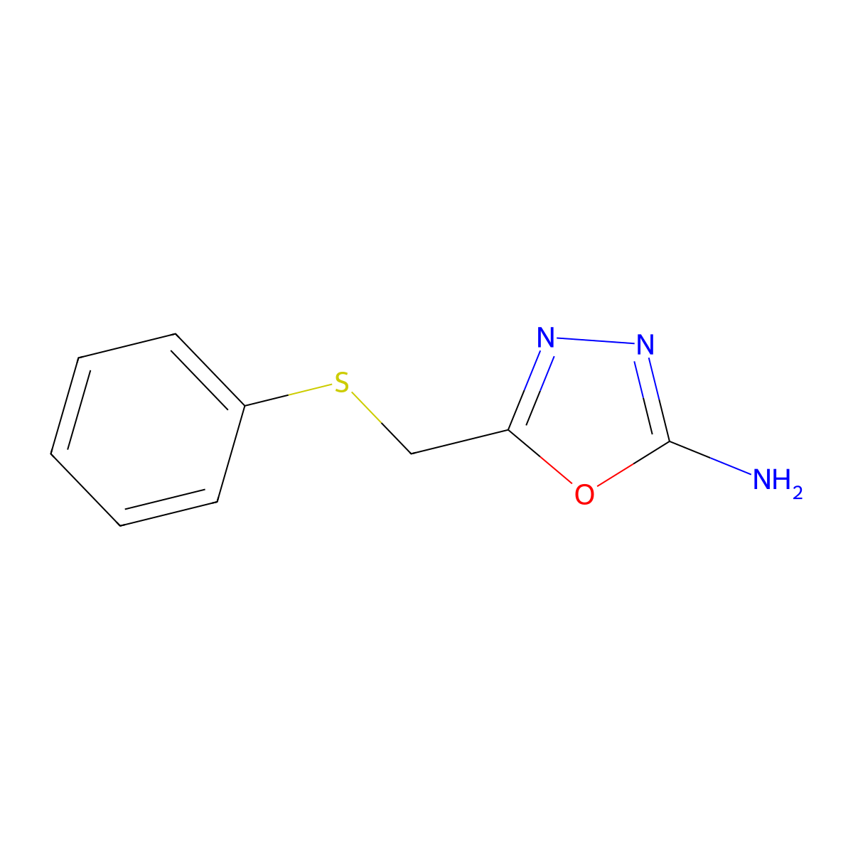 5-[(Phenylthio)methyl]-1,3,4-oxadiazol-2-amine molecular structure, CAS 22670-71-9
