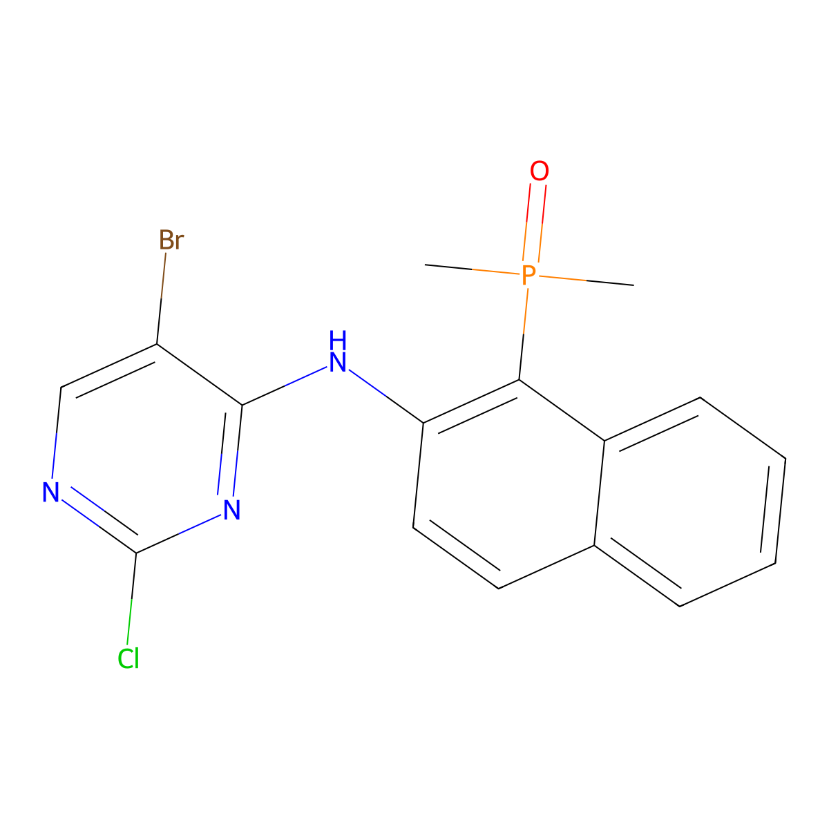 (2-((5-Bromo-2-chloropyrimidin-4-yl)amino)naphthalen-1-yl)dimethylphosphine oxide molecular structure, CAS 2267331-08-6