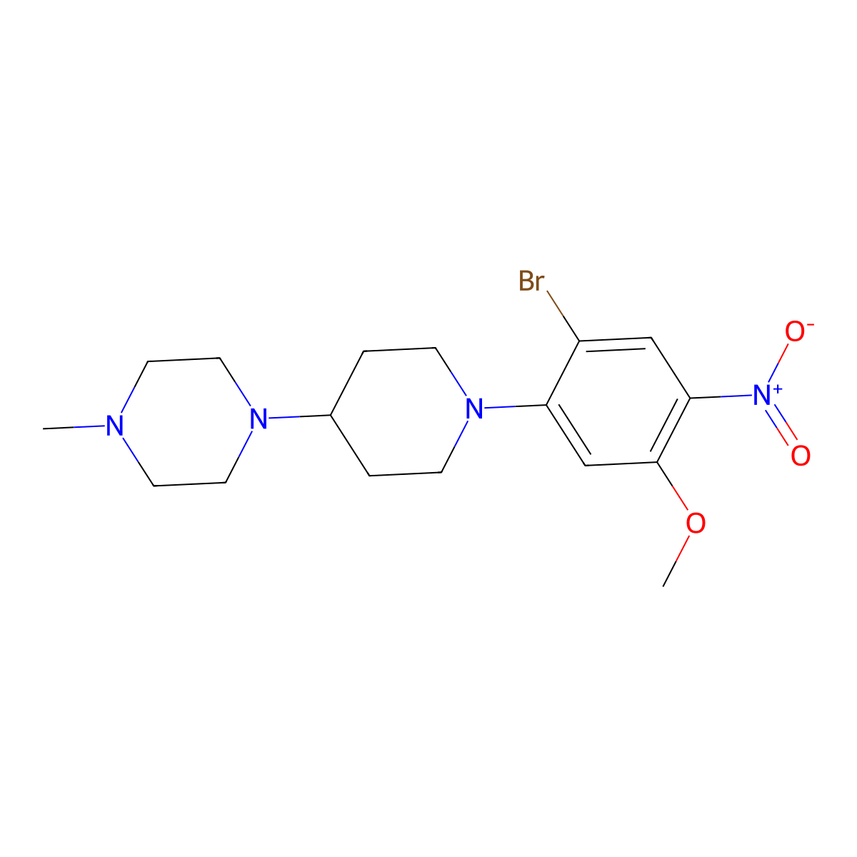 1-(1-(2-Bromo-5-methoxy-4-nitrophenyl)piperidin-4-yl)-4-methylpiperazine molecular structure, CAS 2267331-25-7