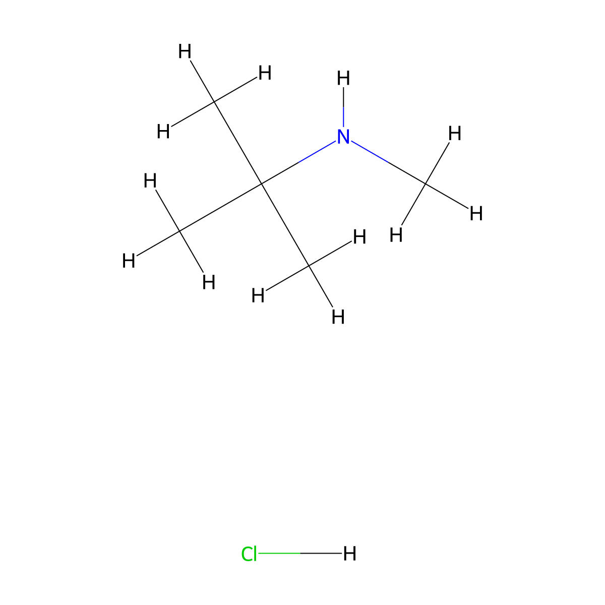 N,2-Dimethylpropan-2-amine--hydrogen chloride (1/1) molecular structure, CAS 22675-79-2