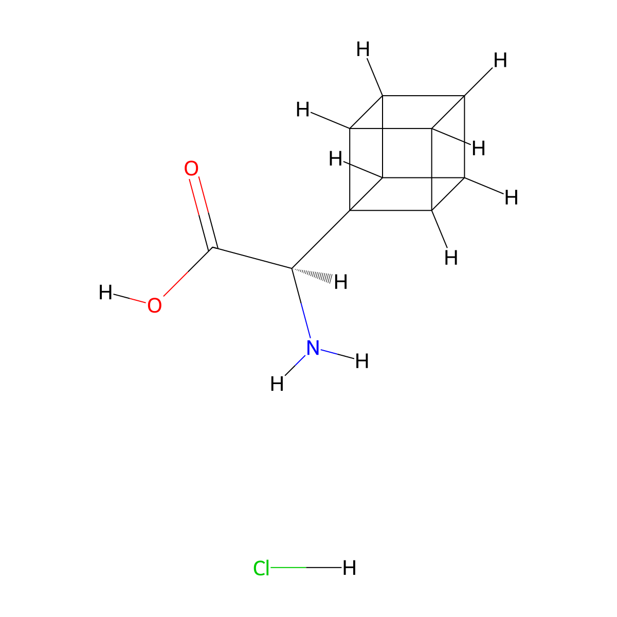 (2R)-2-amino-2-(cuban-1-yl)aceticacidhydrochloride molecular structure, CAS 2267981-25-7