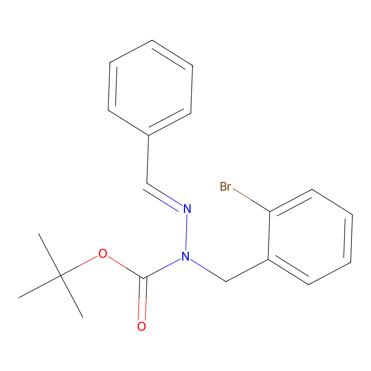 Tert-butyl (E)-2-benzylidene-1-(2-bromobenzyl)hydrazine-1-carboxylate molecular structure, CAS 2268038-59-9