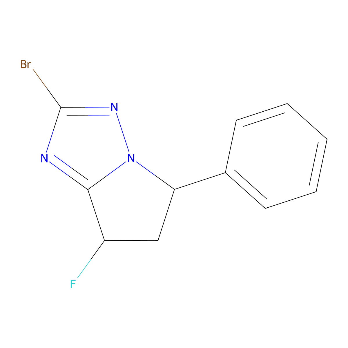 (5R,7R)-2-bromo-7-fluoro-5-phenyl-6,7-dihydro-5H-pyrrolo[1,2-b][1,2,4]triazole molecular structure, CAS 2268741-11-1