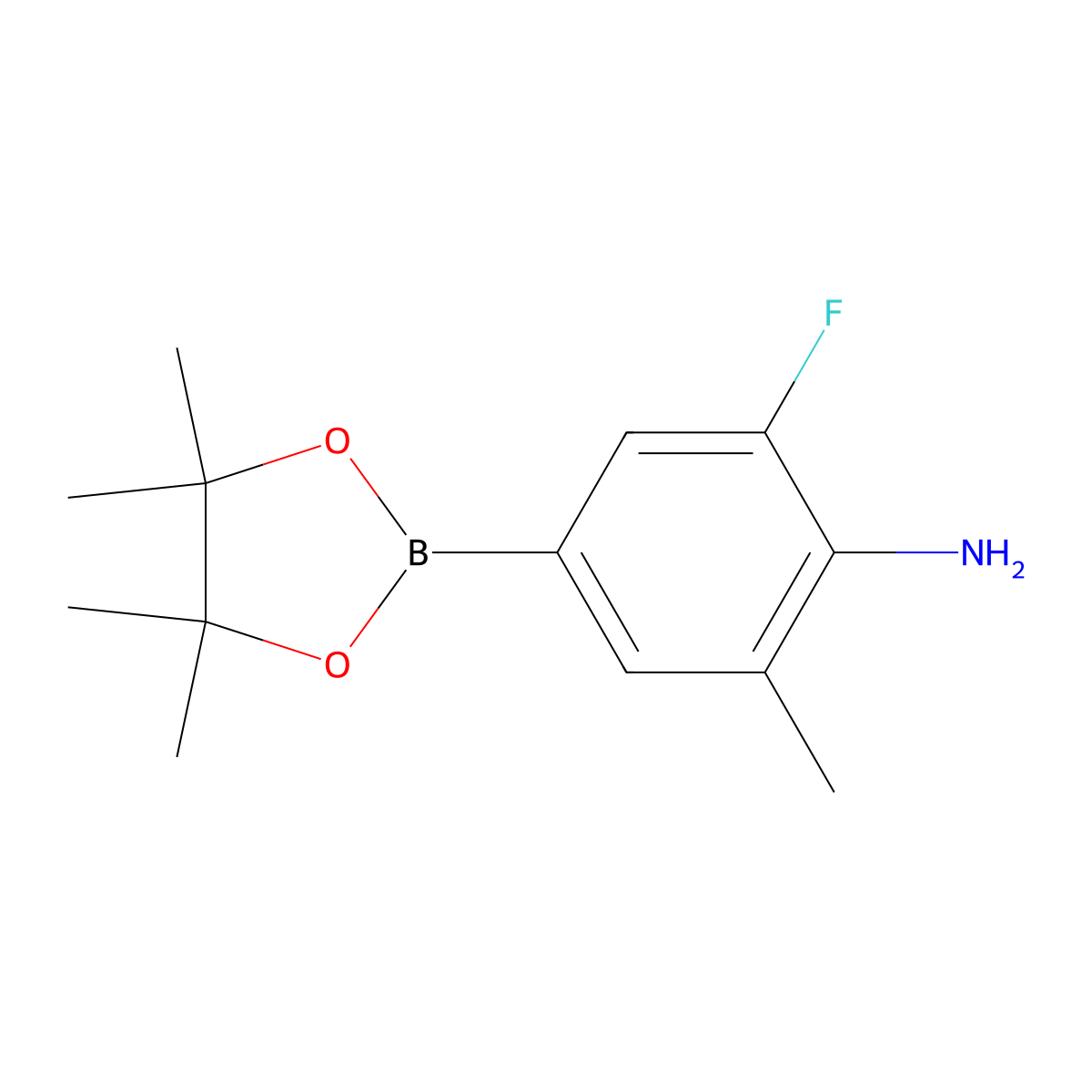 2-Fluoro-6-methyl-4-(4,4,5,5-tetramethyl-1,3,2-dioxaborolan-2-yl)aniline molecular structure, CAS 2268776-45-8