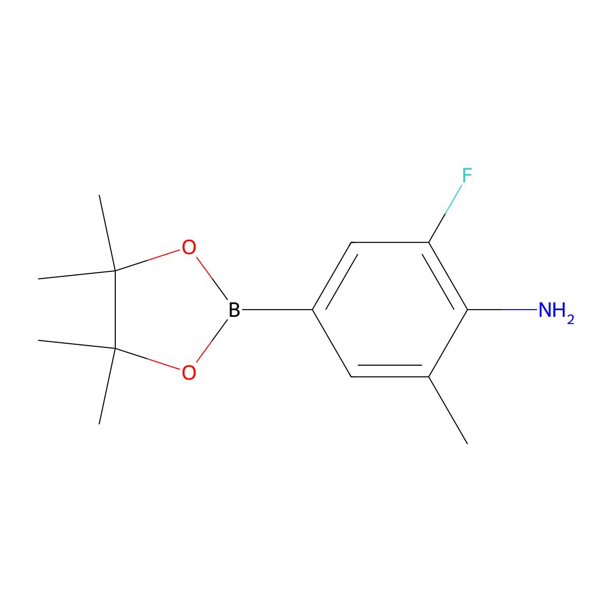 2-Fluoro-6-methyl-4-(4,4,5,5-tetramethyl-1,3,2-dioxaborolan-2-yl)aniline molecular structure, CAS 2268776-45-8