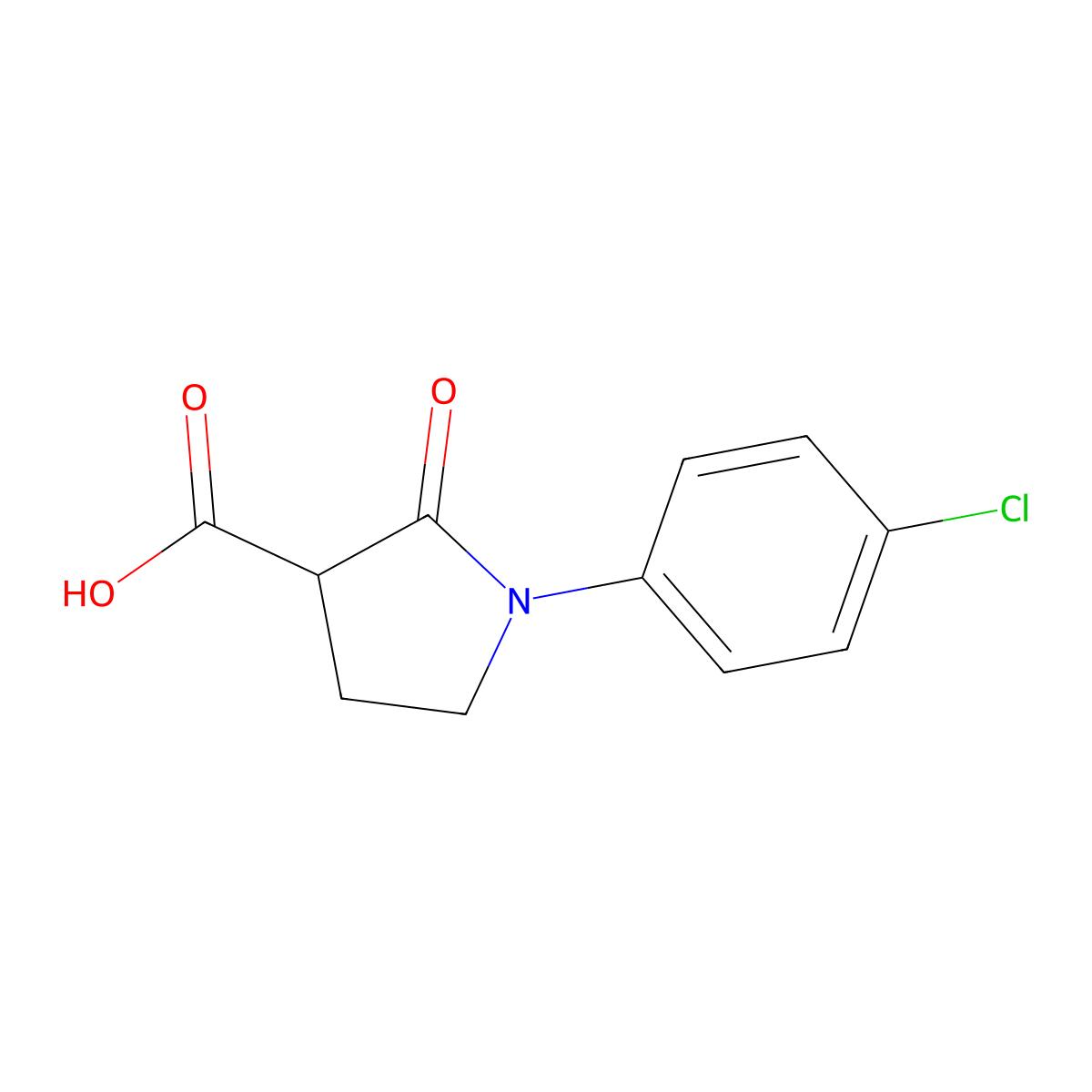 1-(4-Chlorophenyl)-2-oxopyrrolidine-3-carboxylic acid molecular structure, CAS 226881-06-7