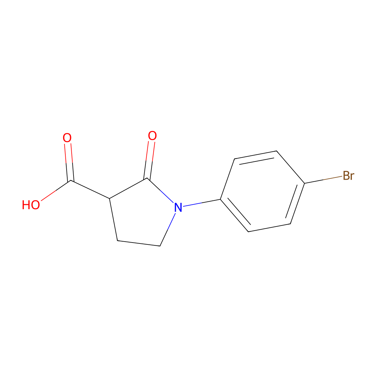 1-(4-Bromophenyl)-2-oxo-3-pyrrolidinecarboxylic acid molecular structure, CAS 226881-07-8