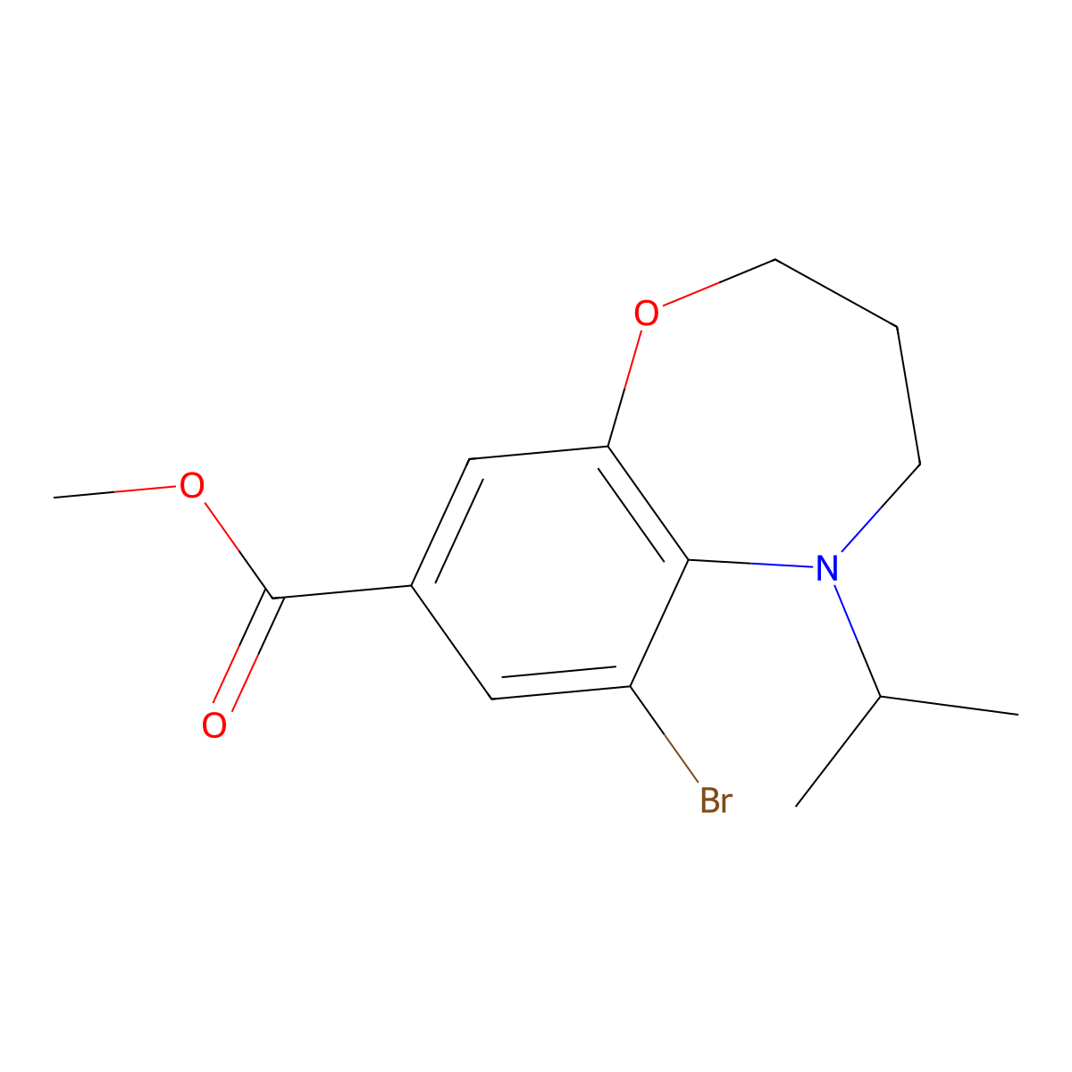 Methyl 6-Bromo-5-isopropyl-2,3,4,5-tetrahydrobenzo[b][1,4]oxazepine-8-carboxylate molecular structure, CAS 2268817-77-0