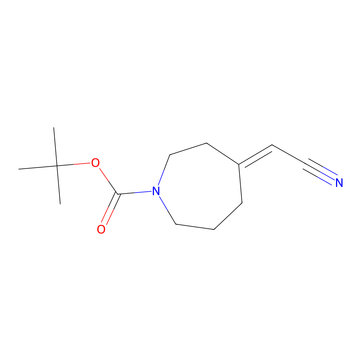 Tert-butyl 4-(cyanomethylene)azepane-1-carboxylate molecular structure, CAS 2268859-44-3