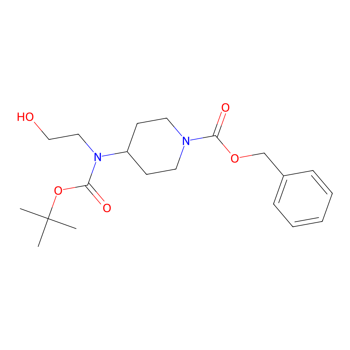Benzyl 4-{[(tert-butoxy)carbonyl](2-hydroxyethyl)amino}piperidine-1-carboxylate molecular structure, CAS 2268859-48-7