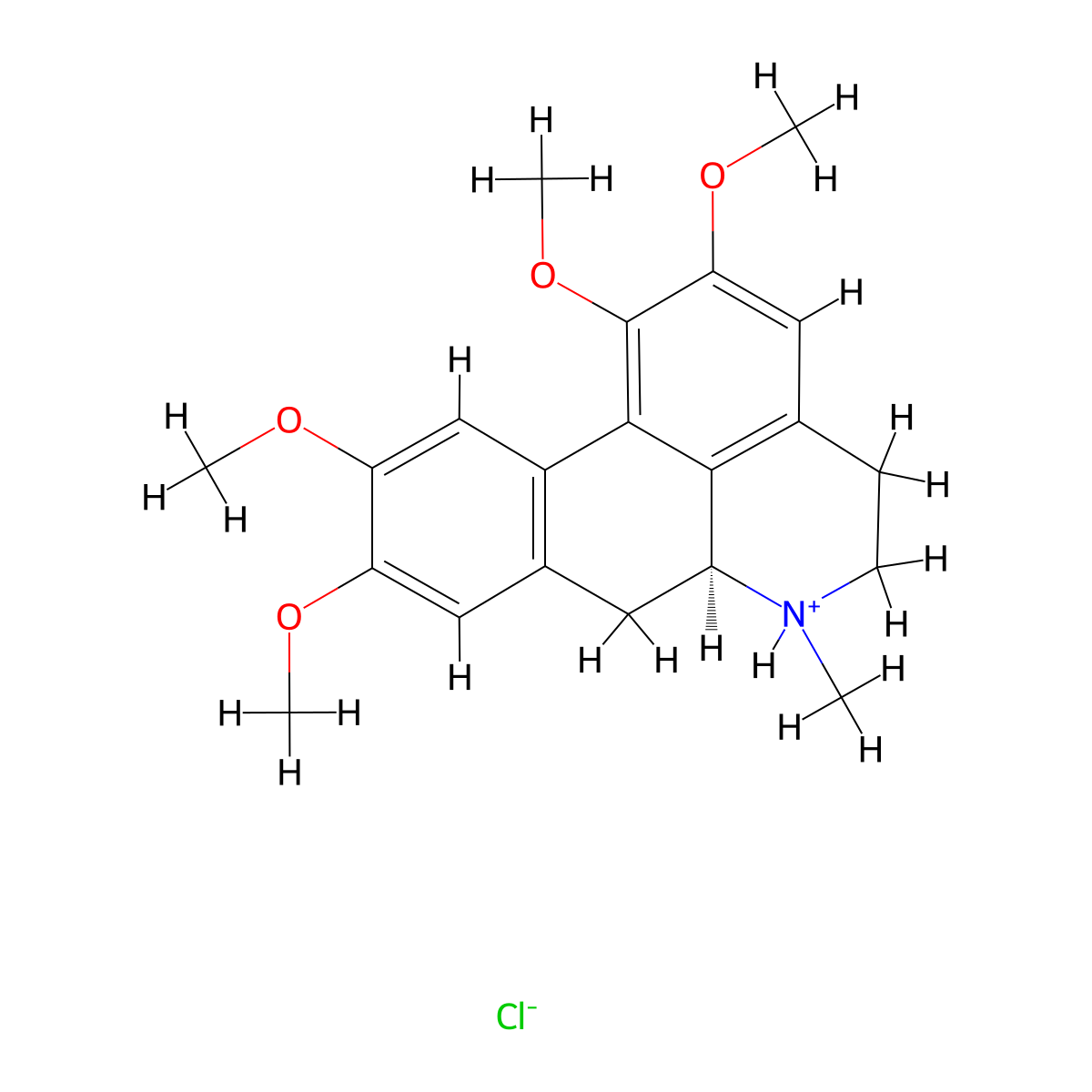 4H-Dibenzo(de,g)quinoline, 5,6,6a,7-tetrahydro-1,2,9,10-tetramethoxy-6-methyl-, hydrochloride (1:1), (6aS)- molecular structure, CAS 2269-06-9