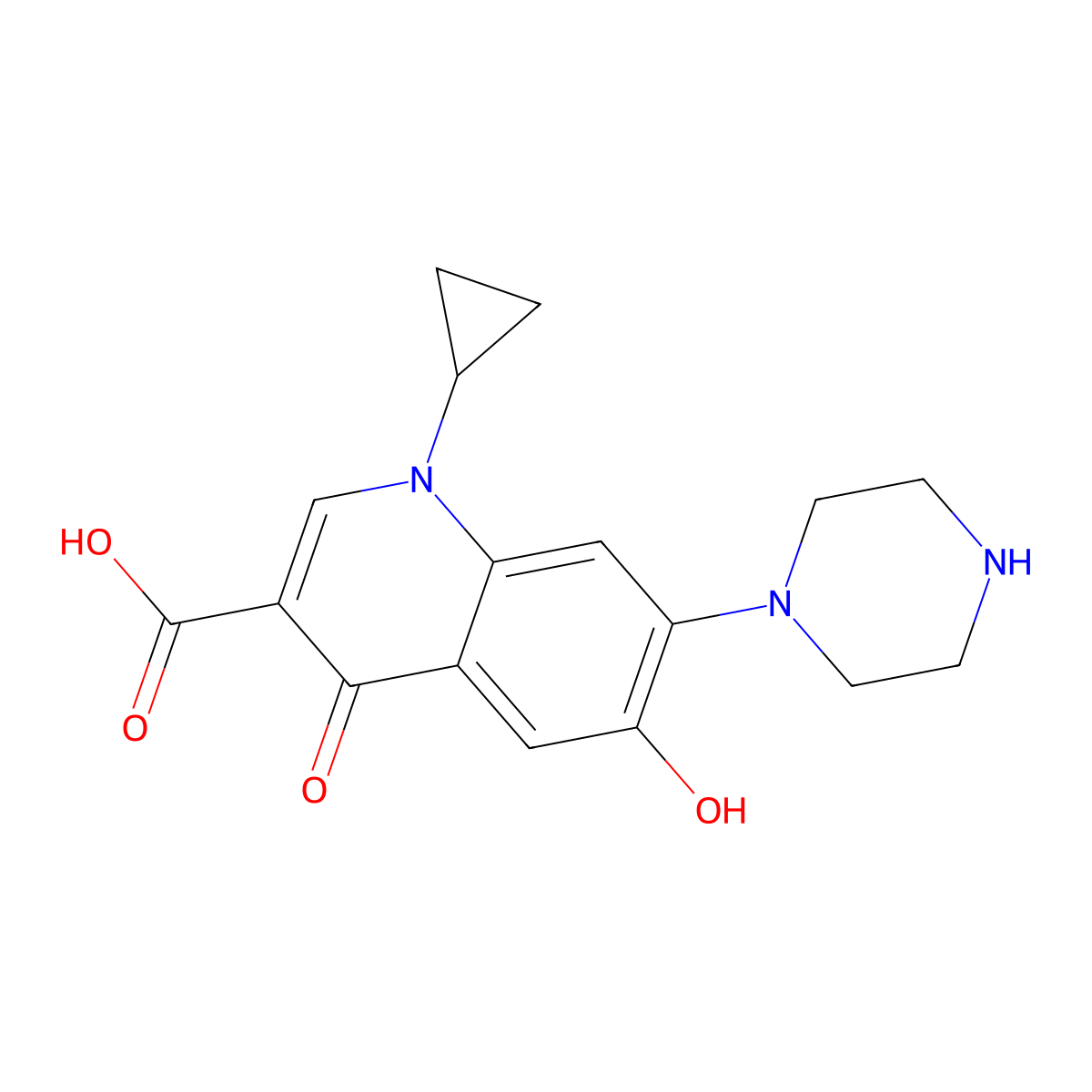 6-Hydroxy-6-defluoro Ciprofloxacin molecular structure, CAS 226903-07-7