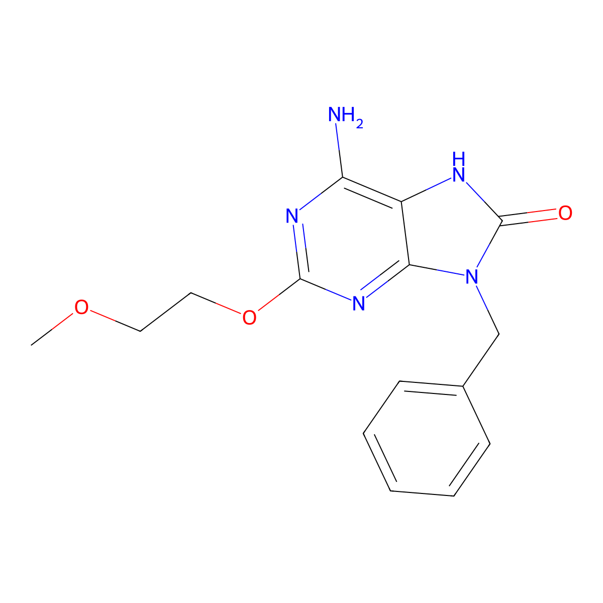 9-Benzyl-8-hydroxy-2-(2-methoxyethoxy)adenine molecular structure, CAS 226907-52-4