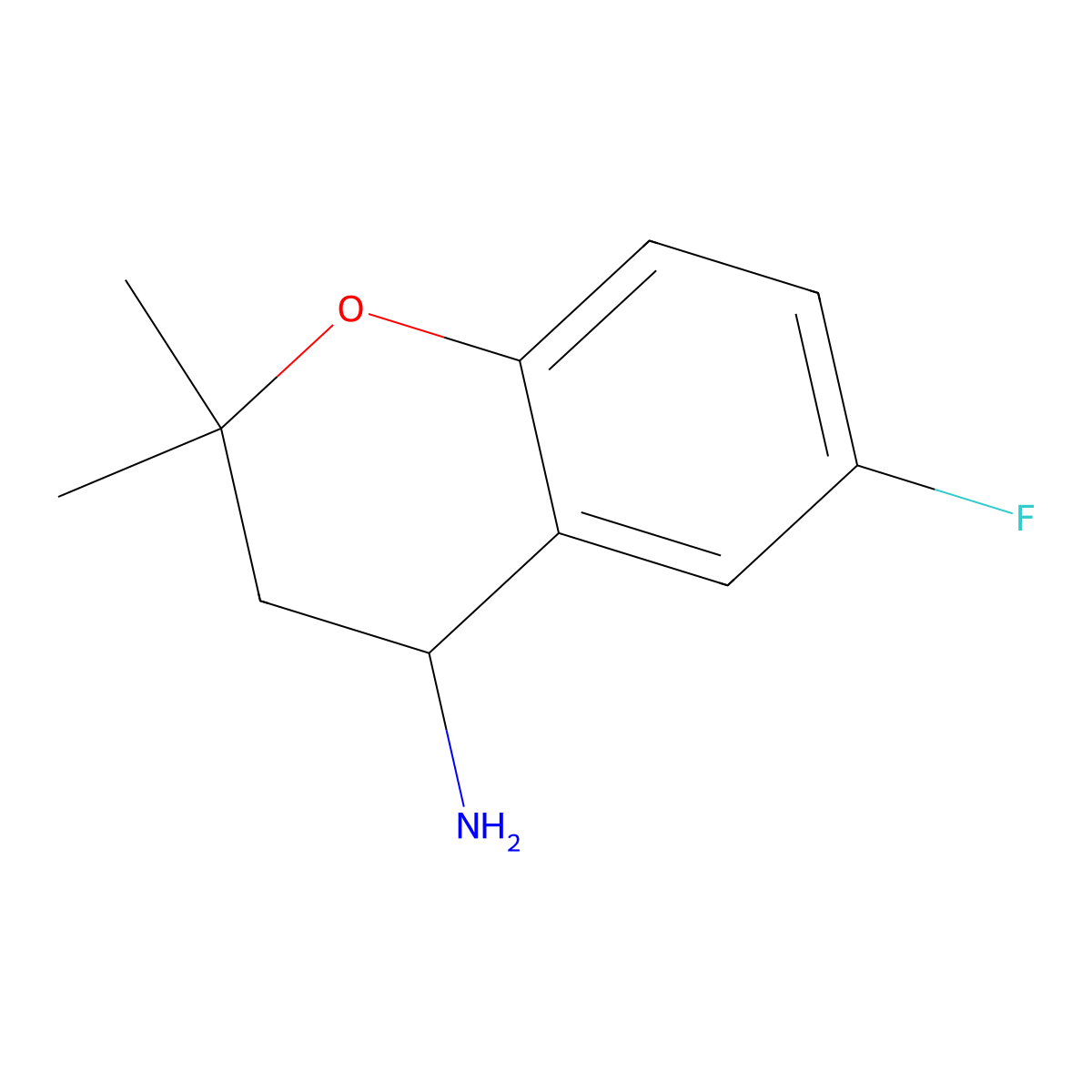 6-fluoro-2,2-dimethyl-3,4-dihydro-2H-1-benzopyran-4-amine molecular structure, CAS 226922-93-6