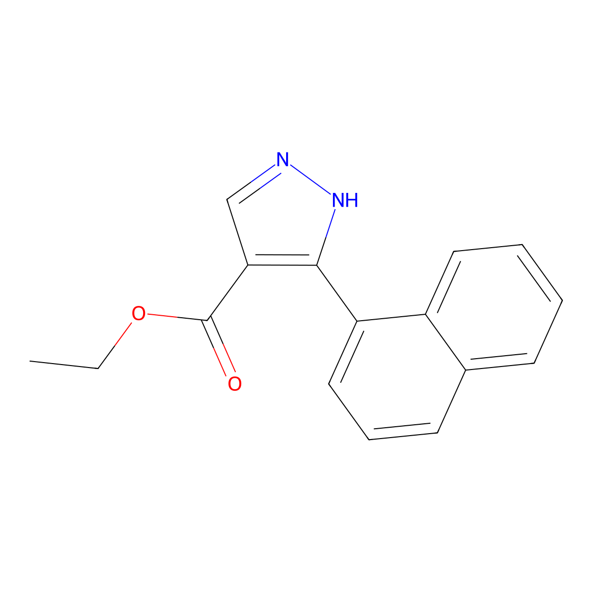 Ethyl 5-(naphthalen-1-yl)-1H-pyrazole-4-carboxylate molecular structure, CAS 226931-54-0