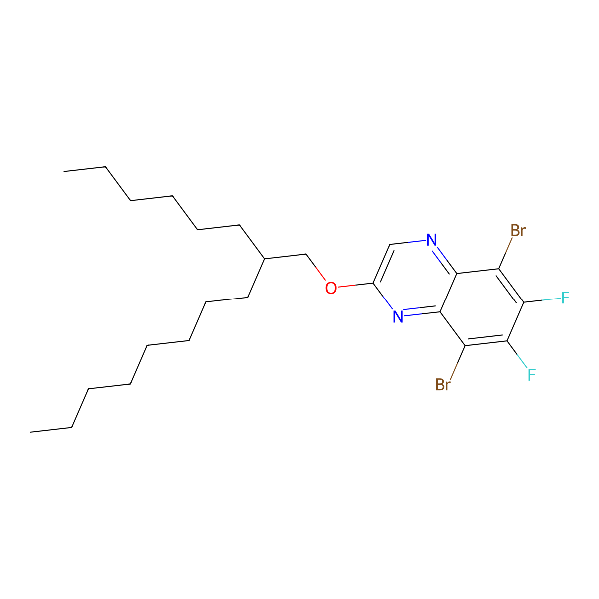 5,8-Dibromo-6,7-difluoro-2-((2-hexyldecyl)oxy)quinoxaline molecular structure, CAS 2269476-12-0