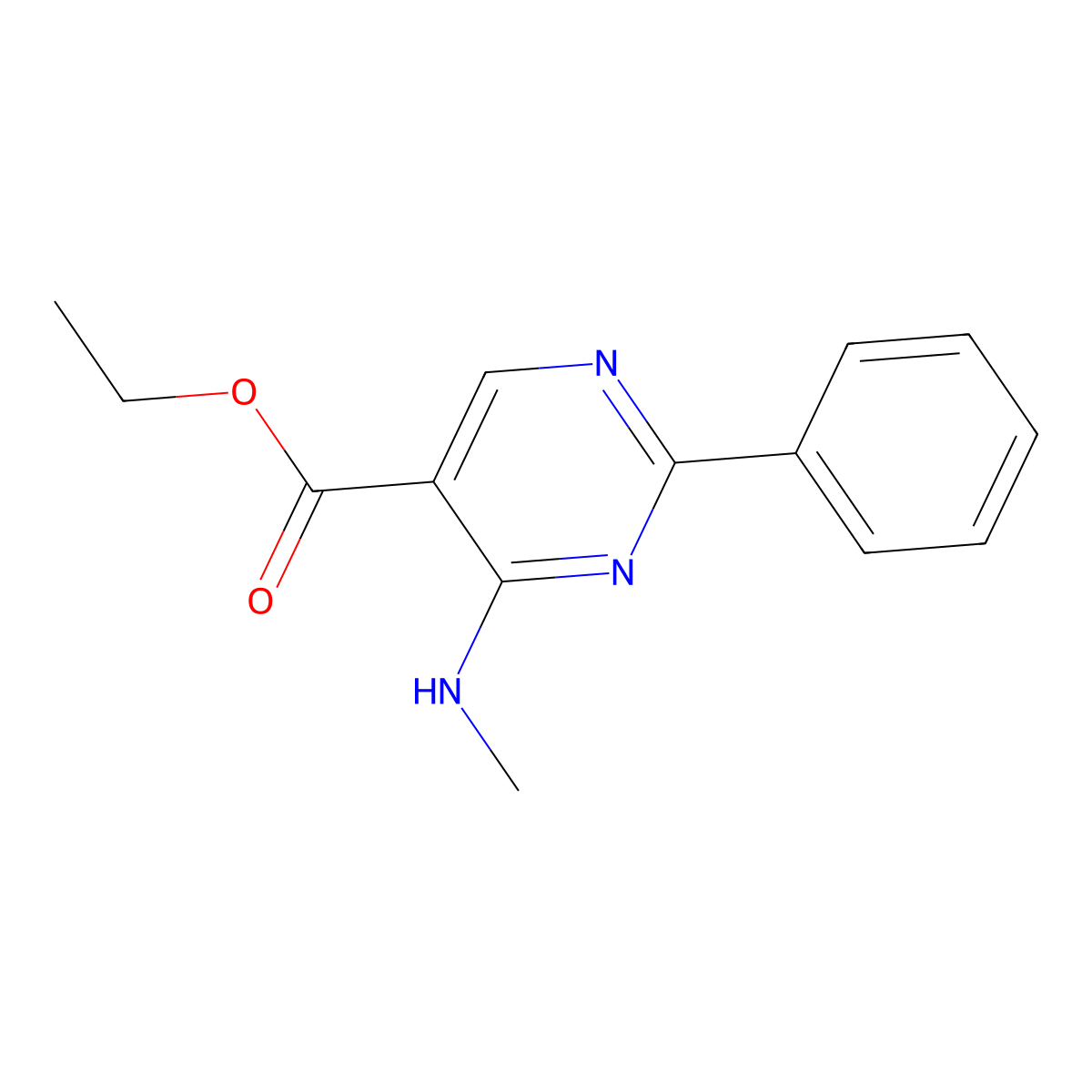 Ethyl 4-(methylamino)-2-phenylpyrimidine-5-carboxylate molecular structure, CAS 226954-89-8