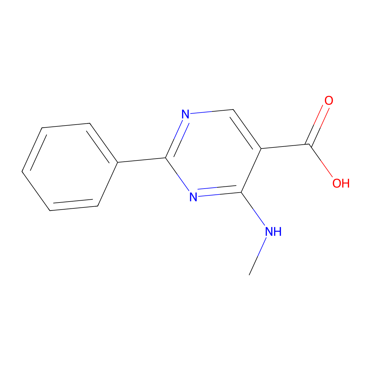 4-(Methylamino)-2-phenylpyrimidine-5-carboxylic acid molecular structure, CAS 226954-90-1