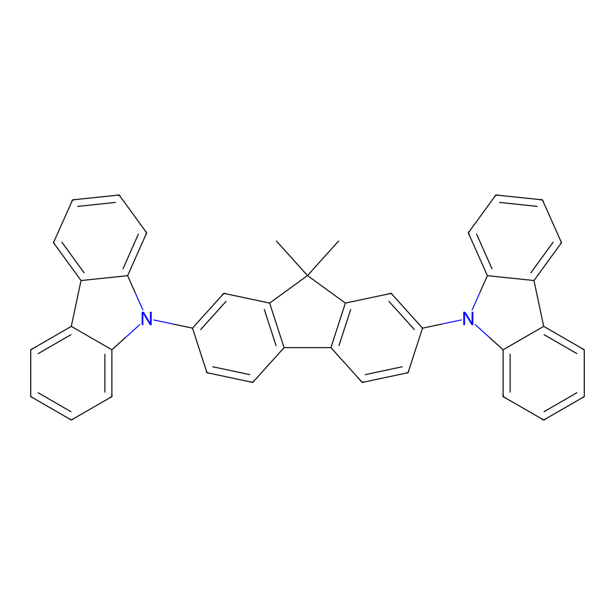 9,9'-(9,9-Dimethyl-9H-fluorene-2,7-diyl)di(9H-carbazole) molecular structure, CAS 226958-06-1