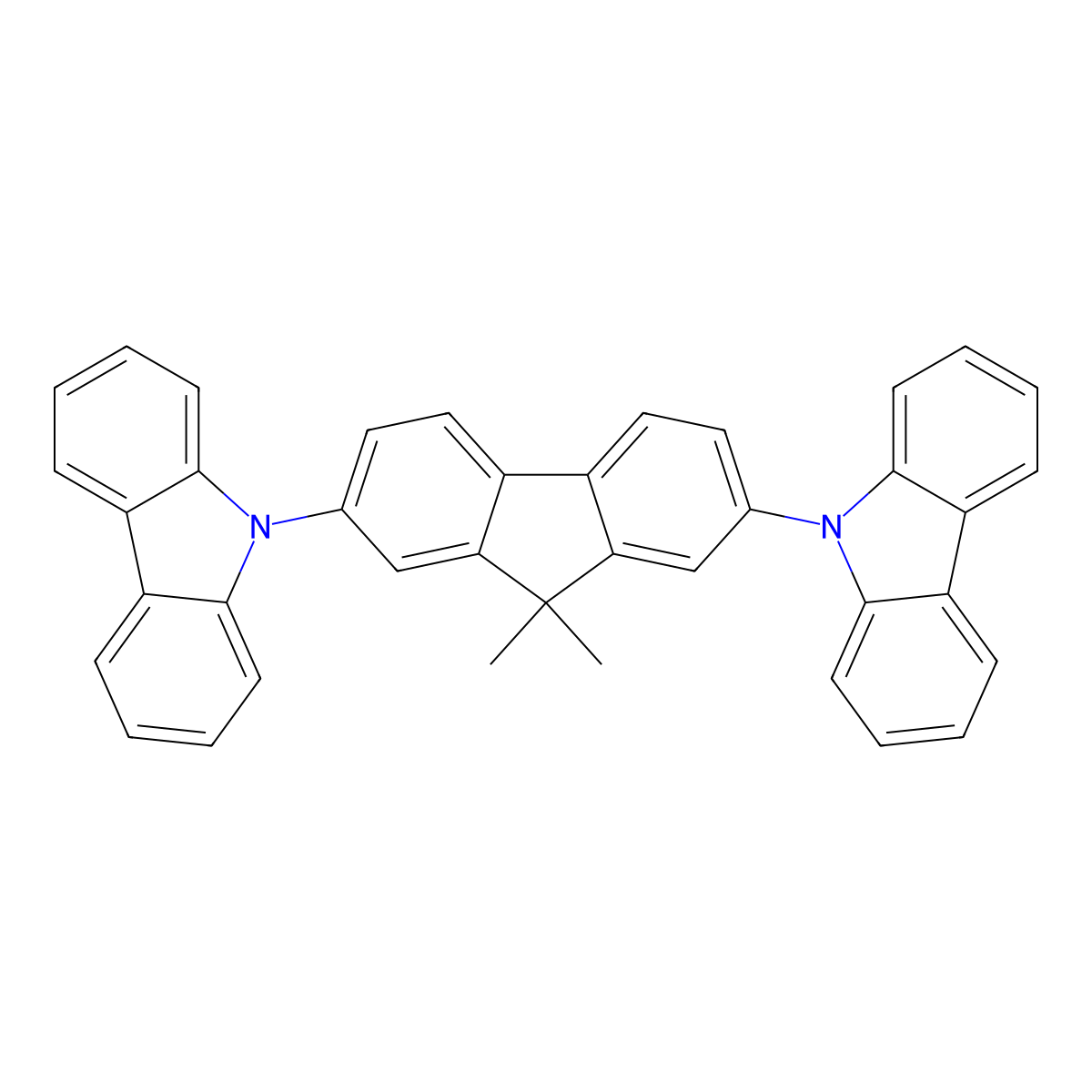 9,9'-(9,9-Dimethyl-9H-fluorene-2,7-diyl)di(9H-carbazole) molecular structure, CAS 226958-06-1