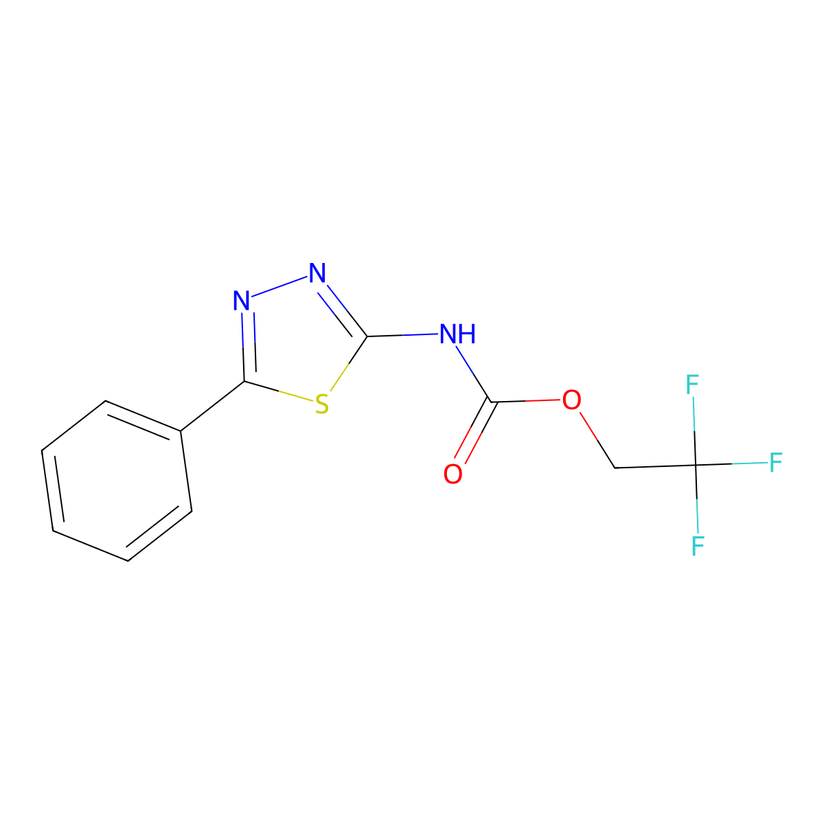 2,2,2-trifluoroethyl N-(5-phenyl-1,3,4-thiadiazol-2-yl)carbamate molecular structure, CAS 226983-84-2