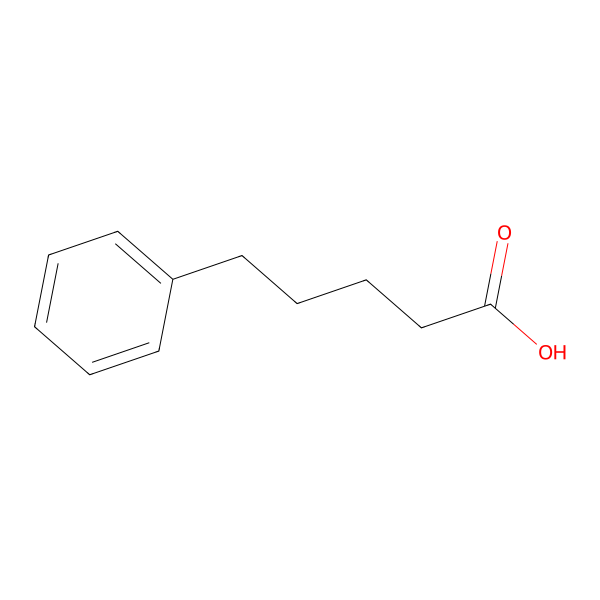 Benzenepentanoic acid molecular structure, CAS 2270-20-4