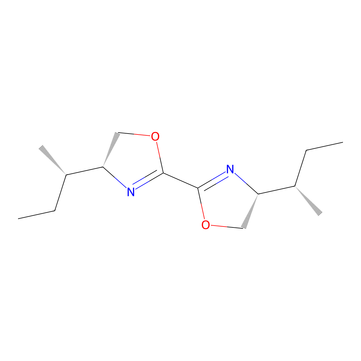 (4R,4'R)-4,4'-Di((S)-sec-butyl)-4,4',5,5'-tetrahydro-2,2'-bioxazole molecular structure, CAS 2270178-41-9