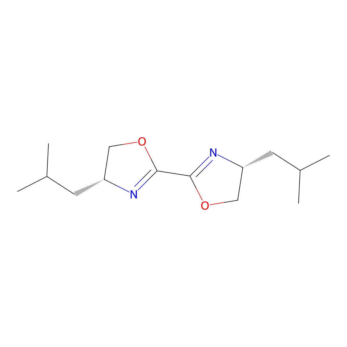 (4R,4'R)-4,4'-Diisobutyl-4,4',5,5'-tetrahydro-2,2'-bioxazole molecular structure, CAS 2270178-45-3